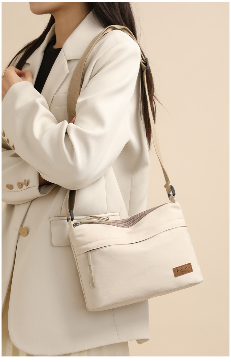 Semplice borsa a tracolla monospalla in nylon tinta unita per donna, modello 2024, multifunzionale, casual, impermeabile, portatile e alla moda._voghion.com