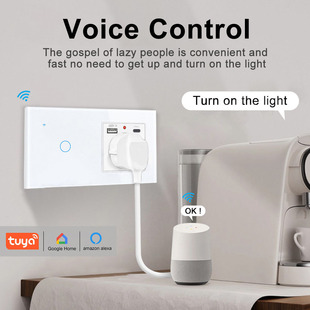 Tuya Smart Switch European Standard Wifi Switch Socket Touch Switch Panel American Standard European Standard British Smart Socket