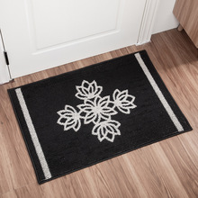 地垫地毯进门厨房新中式深灰色莲花可机洗丙纶簇绒吸水蹭脚亚马逊