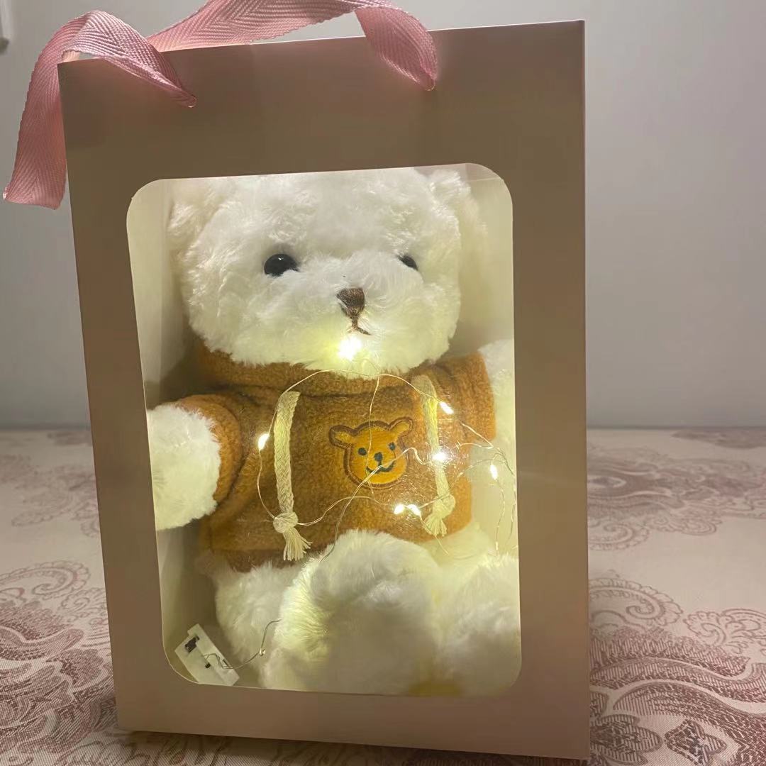 Flash Oso de Peluche de peluche de juguete con luz Oso muñeca caja de regalo muñeca de trapo oso muñeca regalo para niñas regalo de cumpleaños