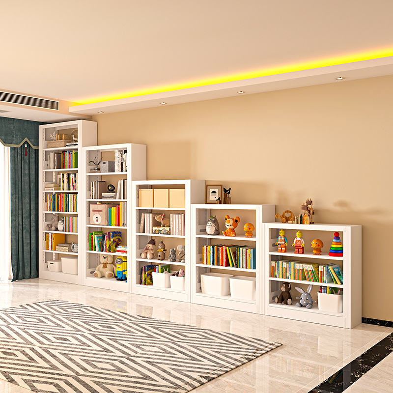 Estante de biblioteca de acero estante de libros para niños estante de almacenamiento estante de libros de hierro forjado estante de libros de sala de lectura