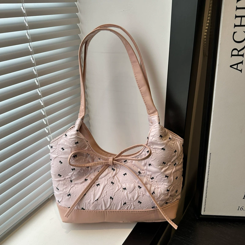 Universal capacious one-shoulder bag with bow