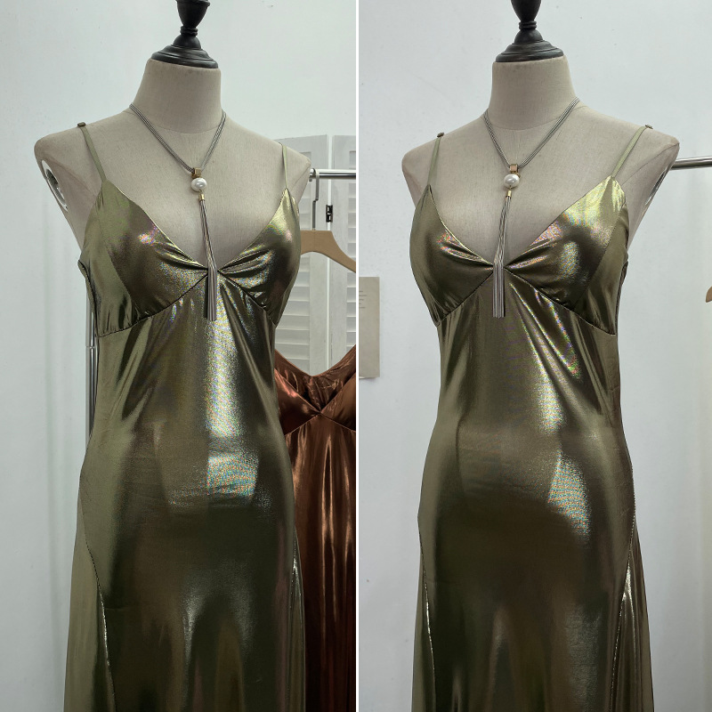 Sexy Liquid Metal Color Sling Dress with Chest Pad Dress 25 Sexy Liquid Metal Color Sling Dress with Chest Pad Dress