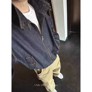美式高街复古哈灵顿丹宁牛仔夹克男女同款宽松简约vintage短外套