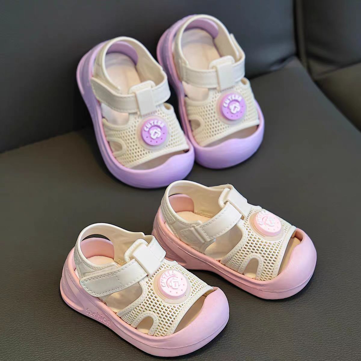 2025 New Baby Toddler Shoes Children's Cute Toe Anti-collision Non-slip Children's Outer Wear Velcro Sandals Infant
