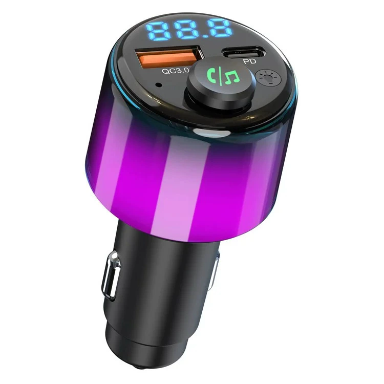 Автомобильный Bluetooth-передатчик Автомобильное MP3 FM Bluetooth Автомобильное зарядное устройство PD30W + QC18W Быстрая зарядка окружающего света BC90