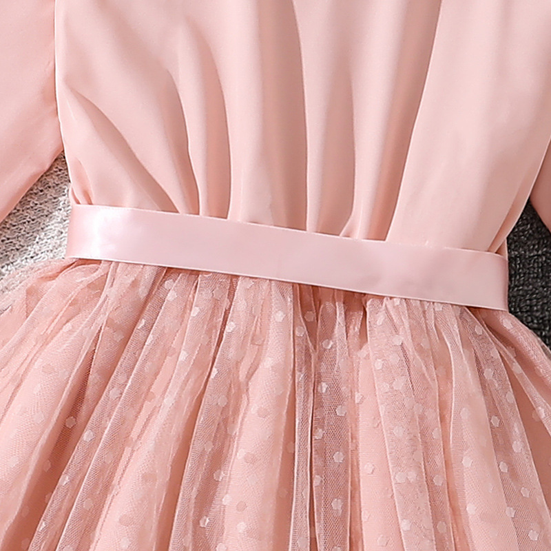 Robe fille à manches longues et dentelle pour la mi-saison_voghion.com