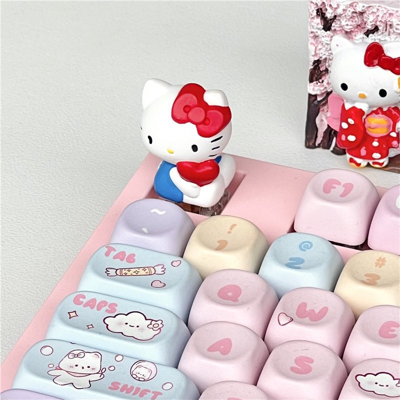 新しい KT ハローキティ高品質樹脂肥厚キーボードステッカーかわいい漫画高価値メカニカルキーボードキャップキーキャップ|undefined