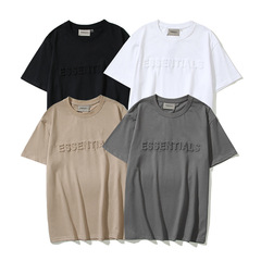 Wholesale Export FOG FEAR OF GOD Multi-Threaded ESSENTIALS Embossed Floral Street Fashion Brand Short Sleeve T