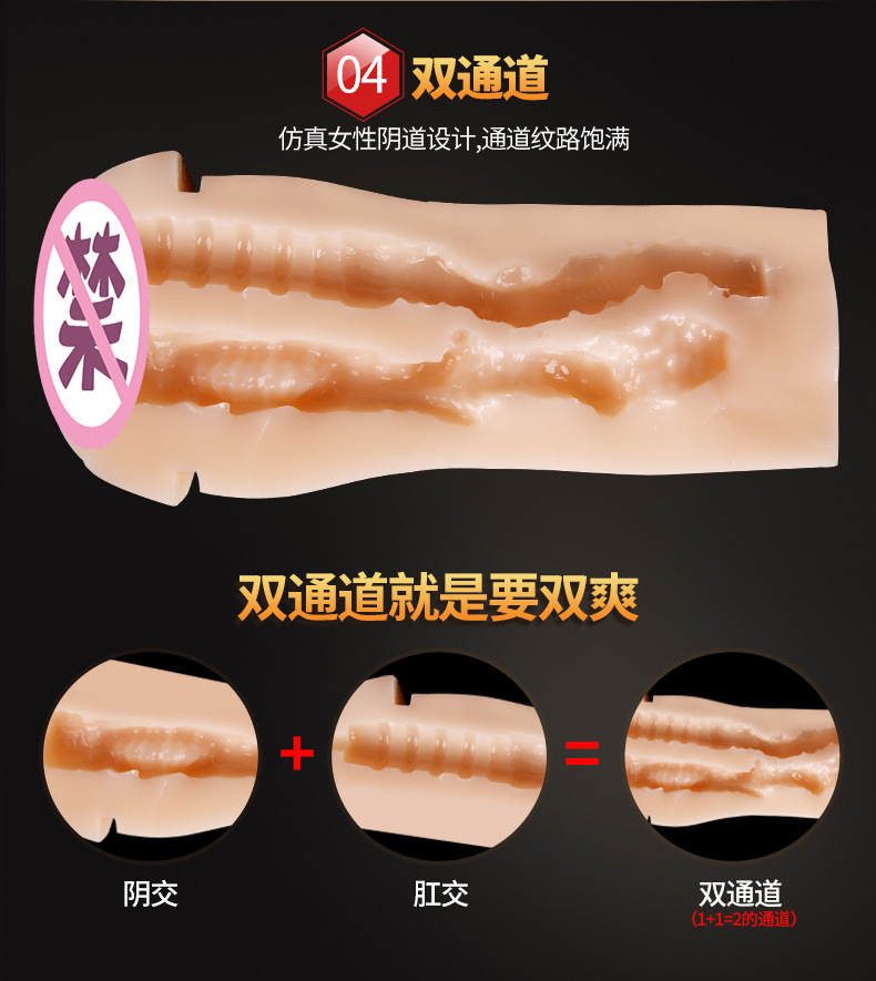 Mystery Love Dual-Channel Manual Masturbator Cup, ABS+TPE, Champagne, Adult Male — detail image 10