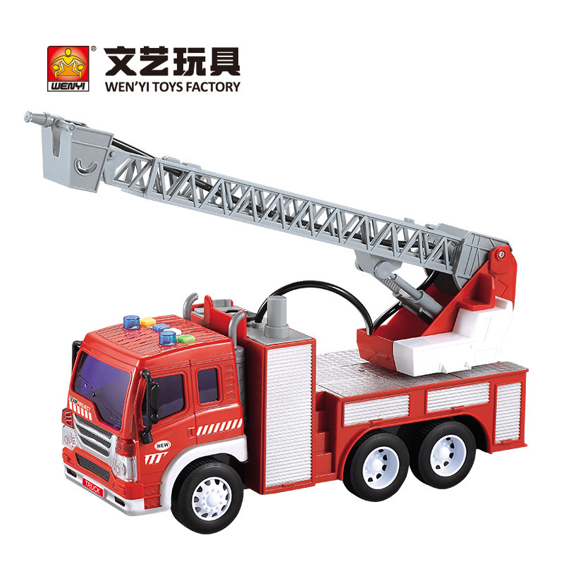 Suministro directo de fábrica 1:16 camión de escalera de agua pulverizada de rescate de fuego de protección del medio ambiente vehículo sonido y luz juguete inercia vehículo de ingeniería grande
