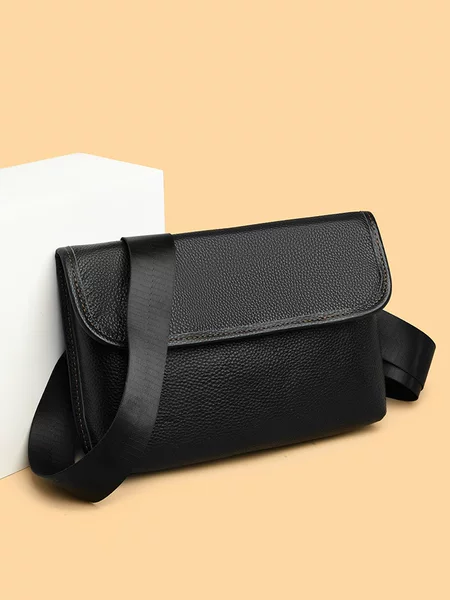 Cross-border Men's Genuine Leather Chest Bag Crossbody Bag Trendy Fashion Top Layer Cowhide Casual Multifunctional Men's Bag Shoulder Bag Wholesale