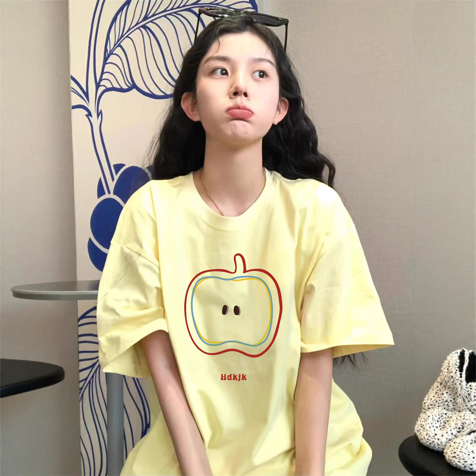 Yellow Pure Cotton Short-Sleeved T-Shirt for Women, Summer 2026 New Design, Niche Style, Loose Half-Sleeve Top for Petite Students