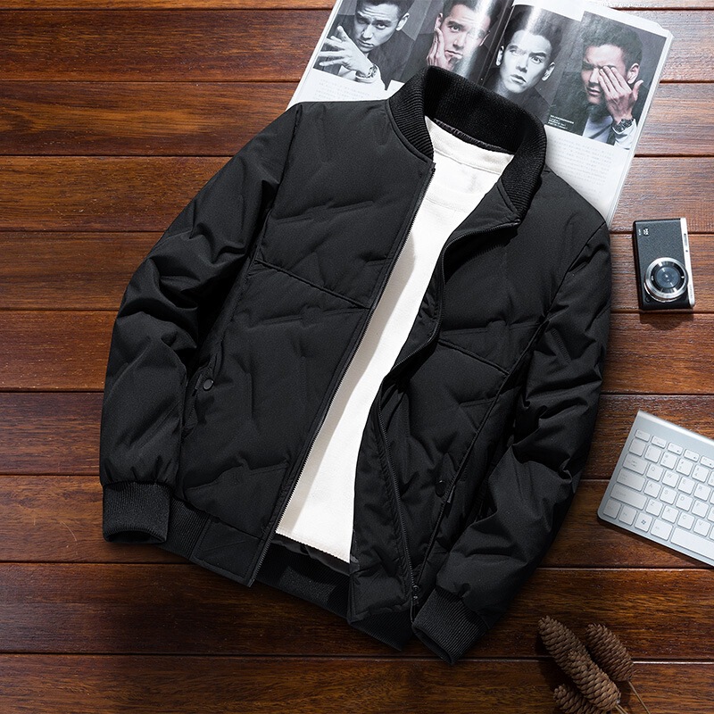 Autumn and Winter down Jacket Men's Duck down Coat Stand Collar Short Warm Fleece Jacket Business Baseball Collar Top Men