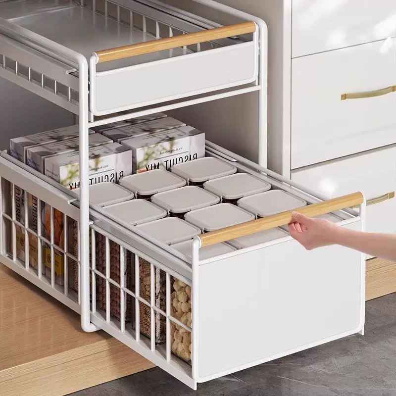 Kitchen sink storage cabinet Kitchen push-pull deep cabinet storage pull-pull bathroom supplies snack storage cabinet wholesale