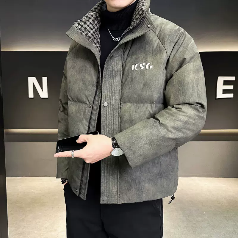 脏脏风男士立领羽绒服冬季2025新款潮流百搭帅气短款防寒保暖外套