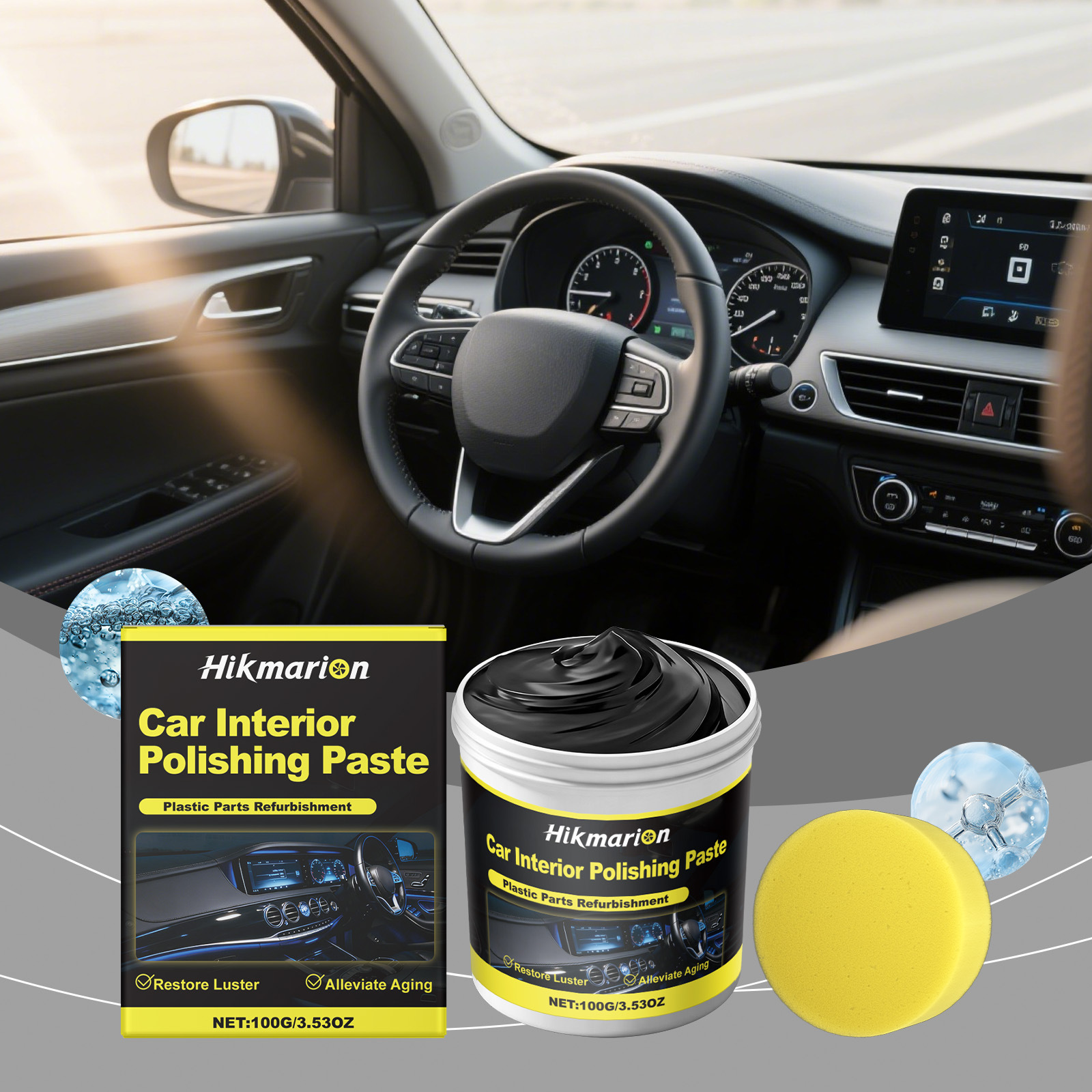 Hikmarion Car Interior Polishing Paste Car Interior Plastic Parts Renovation Gloss Cleaning Polishing Paste