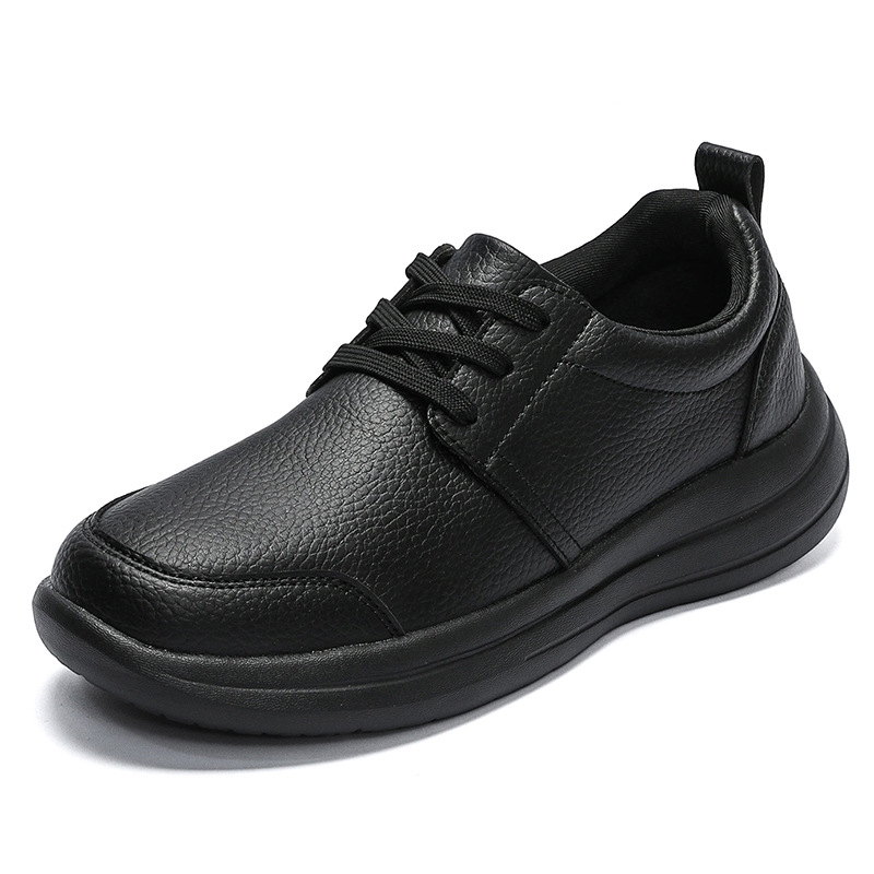 2025 New Leather Shoes for the Elderly, Extra Large Size Men's Casual Shoes, Solid Color, Cross-Border Walking Shoes with Straps, Size 50, Slip-On