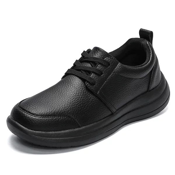 2025 New Leather Shoes for the Elderly, Extra Large Size Men's Casual Shoes, Solid Color, Cross-Border Walking Shoes with Straps, Size 50, Slip-On