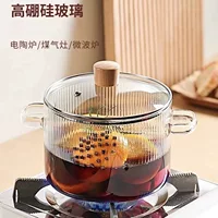 П скла бутыл бутылка Bear-Striped Glass Pot - утолщенная посуда двойными ушками, прозрачная миска для супа/лапши для молока и хот-пота