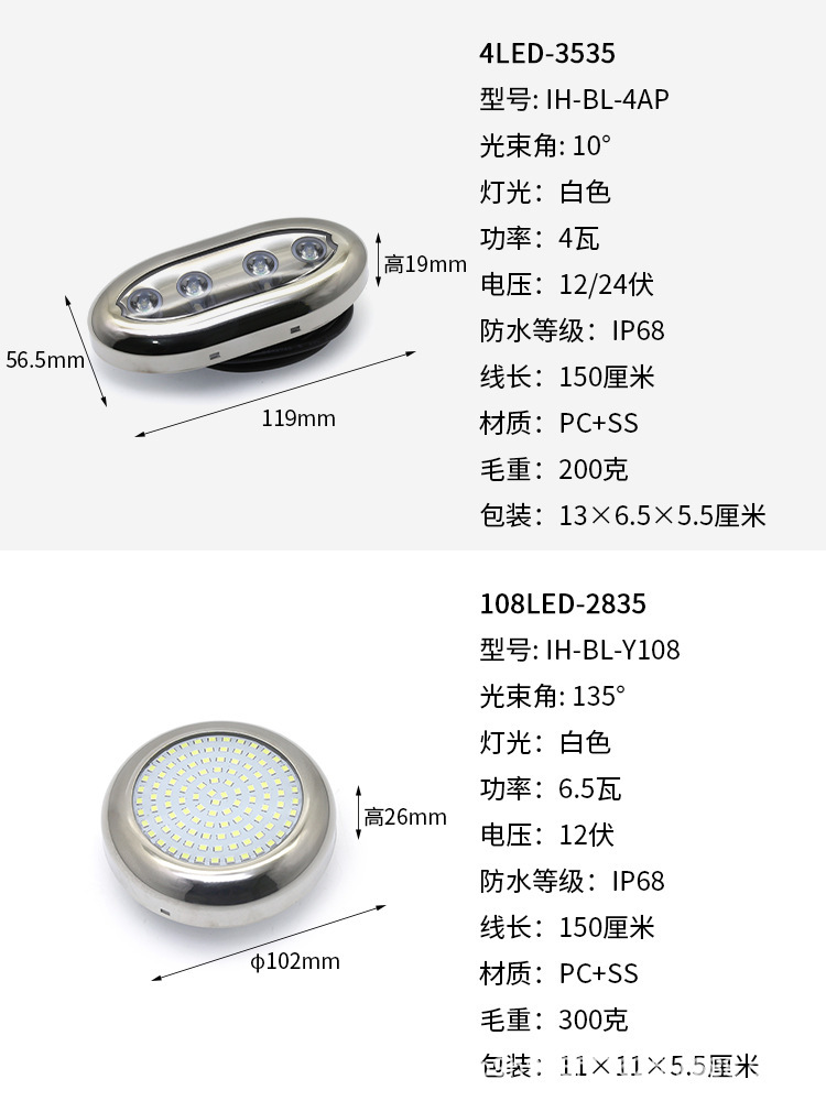 Marine Yacht Deck Light Waterproof 12Vdc Outdoor Led Atmosphere Light Work Light Rv Off-Road Vehicle Lighting