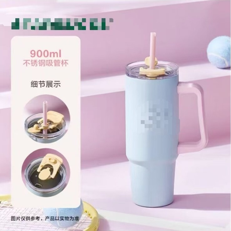 Star Daddy's Popular Water Bottle, Ice Cooler Cup, Internet-Famous Car-Mounted Stainless Steel Large-Capacity Thermos with Straw and Handle for Dual Drinking