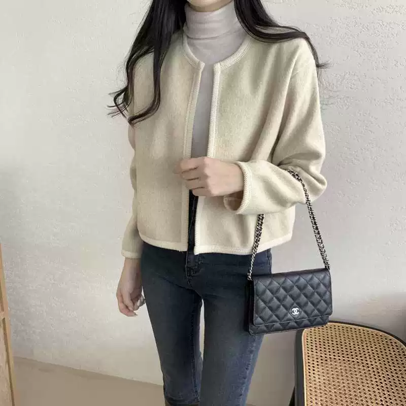 Korean niche versatile tweed short jacket