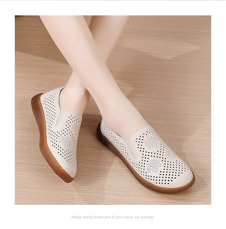 Lederschuhe für Damen Doudou-Schuhe mit Rindersehnensohle Mittleres Alter und Mutterschuhe Flache, rutschfeste Lederschuhe Weiche Sohlen werden der Schuhe nicht müde_voghion.com