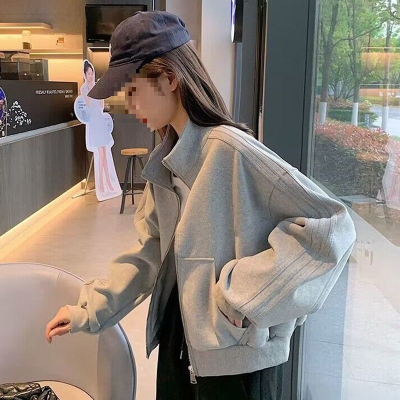 拉链运动外套女2025春秋新款棒球服休闲显瘦夹克开衫上衣宽松百搭|undefined
