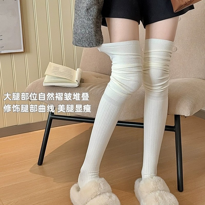 配靴子的袜子女长筒过膝袜白色夏季薄丝袜堆堆袜美拉德长靴jk长袜|undefined