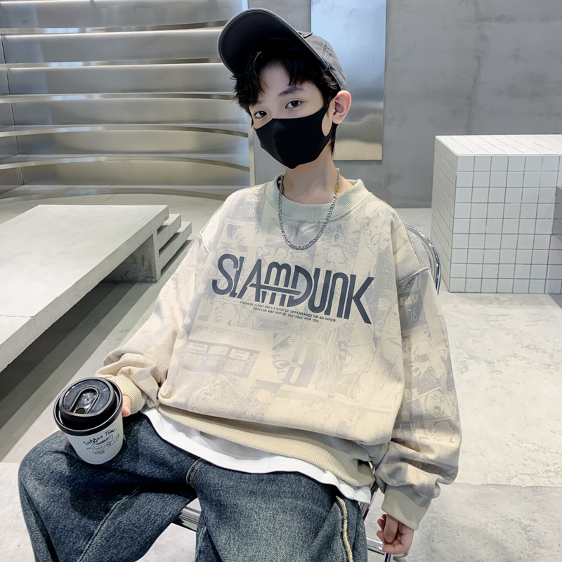 童裝男童休閒衛衣春秋款2024新款中大兒童洋氣男孩帥氣秋裝上衣潮