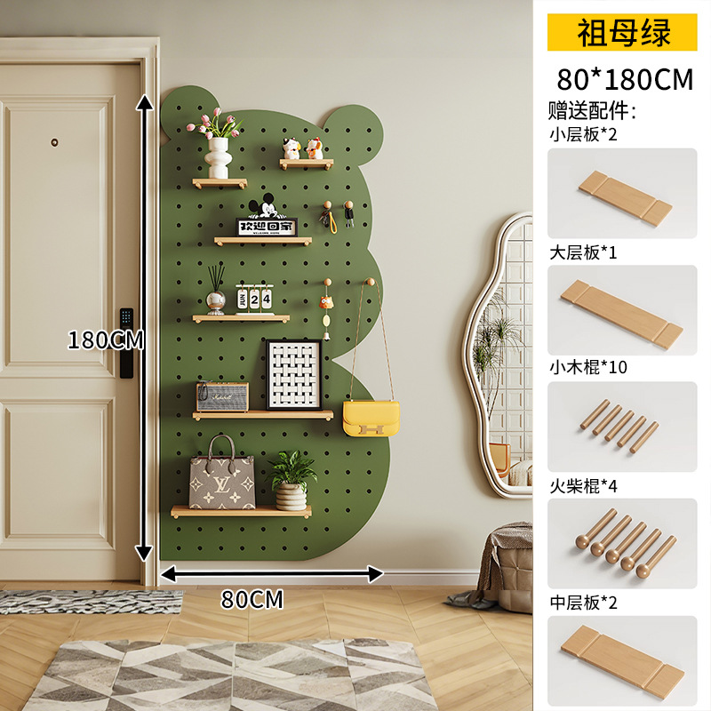 Tablero de agujero de ballena, entrada de madera maciza, entrada, pantalla de almacenamiento, decoración de pared, estante de pared de sala de estar