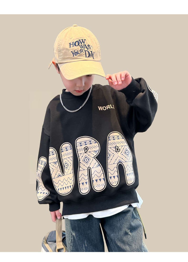 Drengetøjsmærke hættetrøje 2024 ny forårstop, mellemstørrelse børns efterårstøj, trendy og eksplosiv street style_voghion.com