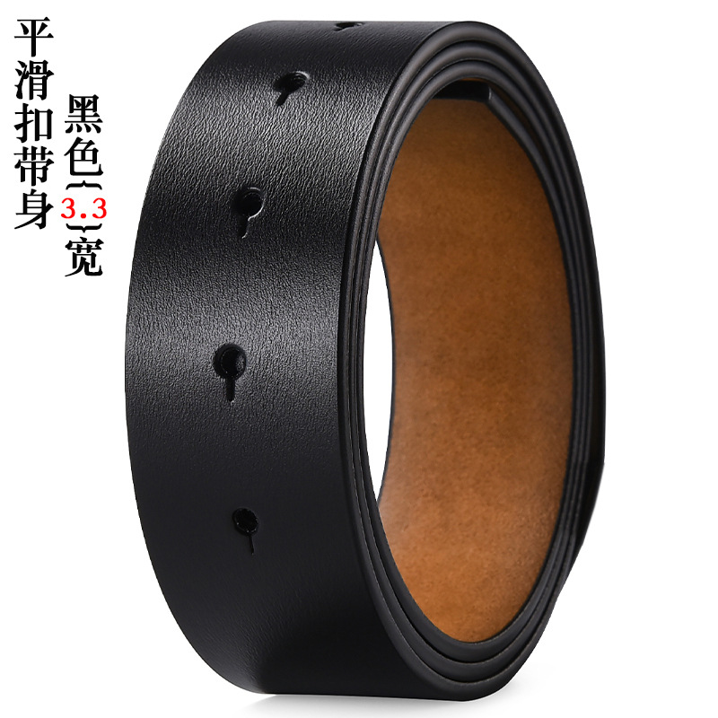 Cinturón sin cabeza de piel de vaca tira de hebilla lisa de cuero de los hombres con cuerpo
