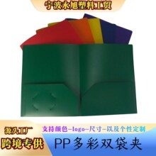 跨境专供PP双袋夹A4多彩加厚40丝学习办公收纳夹档案夹可定制