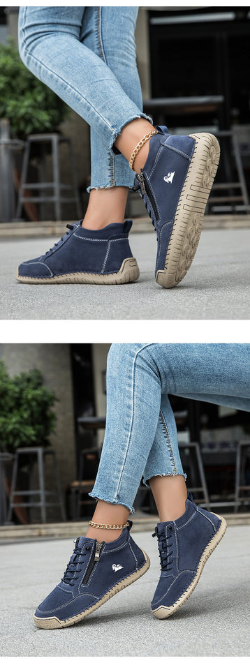 Giày lười nữ đế bệt mũi tròn may tay, da vi sợi mềm, kiểu dáng tối giản — A805 kaki, A805 màu hồng, A805 màu trắng, A805 màu vàng chi tiết 19