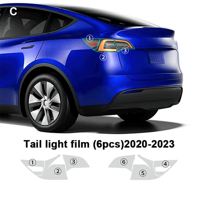 Automotive Film Tesla Model3_Y17-23TPU invisible - tpu-transparent-protective-film-tesla-model3-y-tpu-tail-light-6-pieces-20-23