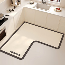 新款轻奢风l型硅藻泥地垫家用厨房防油防水防滑吸水可裁剪地垫