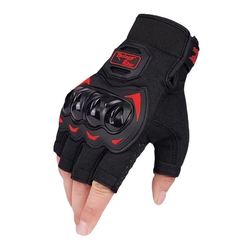Guantes de moto para verano y otoño, medio dedo, transpirables, holgados, con carcasa protectora tridimensional anticolisión, compatibles con pantalla táctil, esenciales para la conducción en comercio exterior.