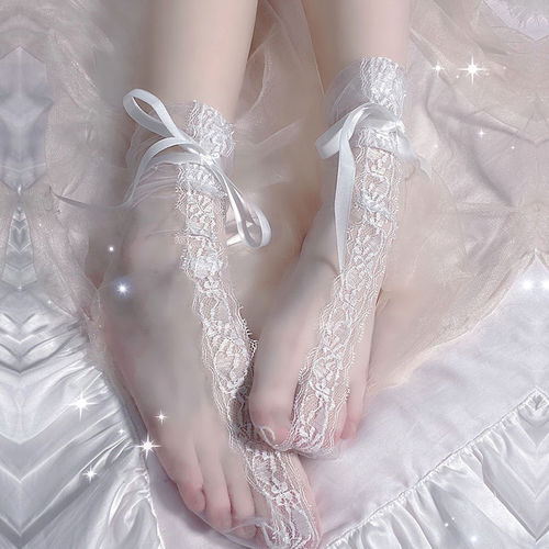 Mesh transparent instep lace lace stockings Japanese jk drawstring fairy mid-calf stockings summer ultra-thin trendy
