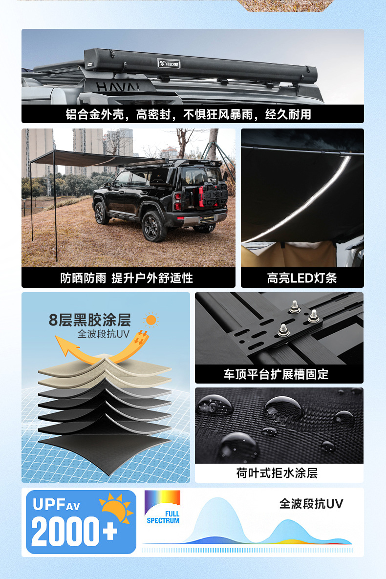 Haval V7 Menglong Plus Haval H9 Roof Expansion Platform Luggage Rack Folding Ladder Spotlight Side Tent