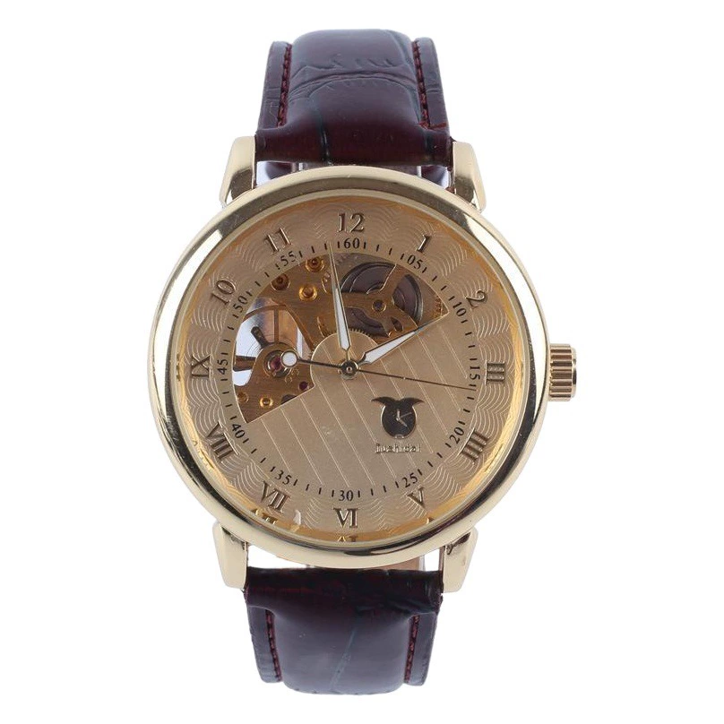 Модные горячие продажи jushidai Брендовые мужские часы из натуральной кожи, модные повседневные полые дизайнерские механические часы, бизнес