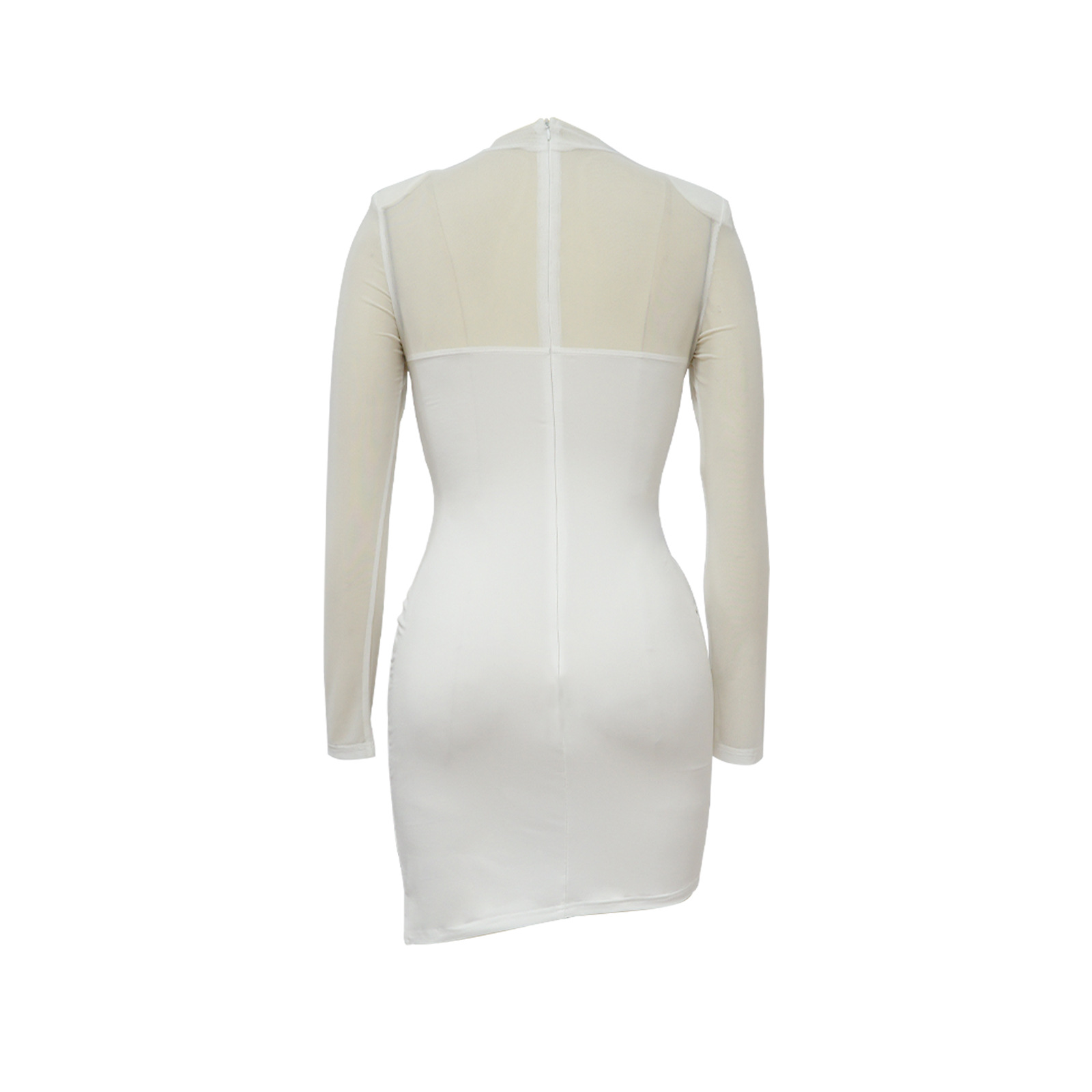 Women's Mesh Patchwork See through Appliqué Waist Cinching Dress K10381 European American Style Independent Store Clothing_ecoleips.com