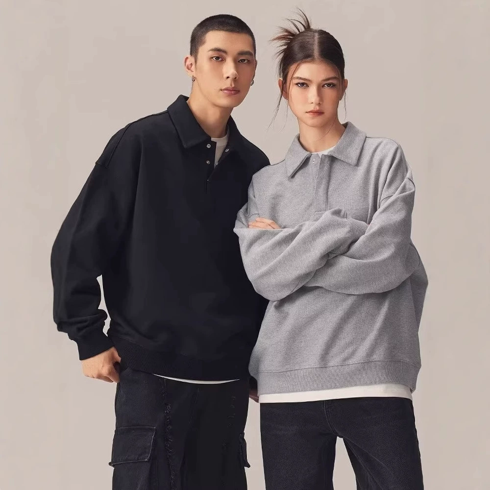 Autumn solid sweatshirt, round collar, relaxed fit, sizes M–3XL