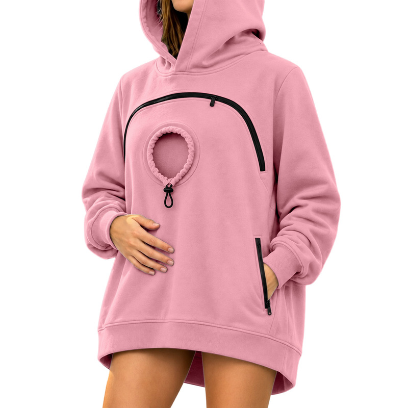 2026 Cross-border Women's Hooded Casual Sweatshirt for Pets, Amazon Women's Zippered Long-Sleeve Hooded Fleece Top