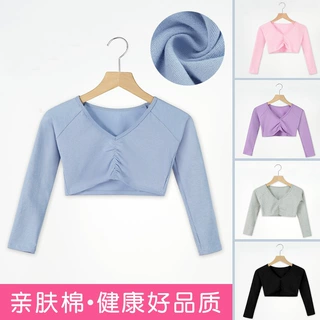 儿童舞蹈服坎肩长袖女童外套外搭练功服披肩上衣秋冬季芭蕾舞罩衫