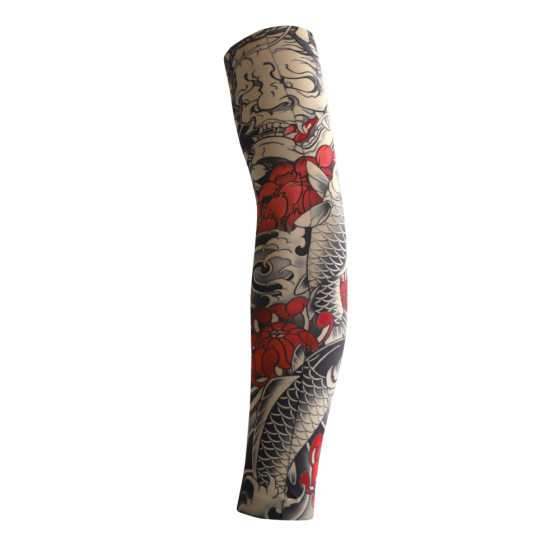 Straight Printed Tattoo Sleeves Summer Sunscreen Seamless Riding Ice Sleeves Breathable Ice Silk Arm Sleeves Men's Arm Stab