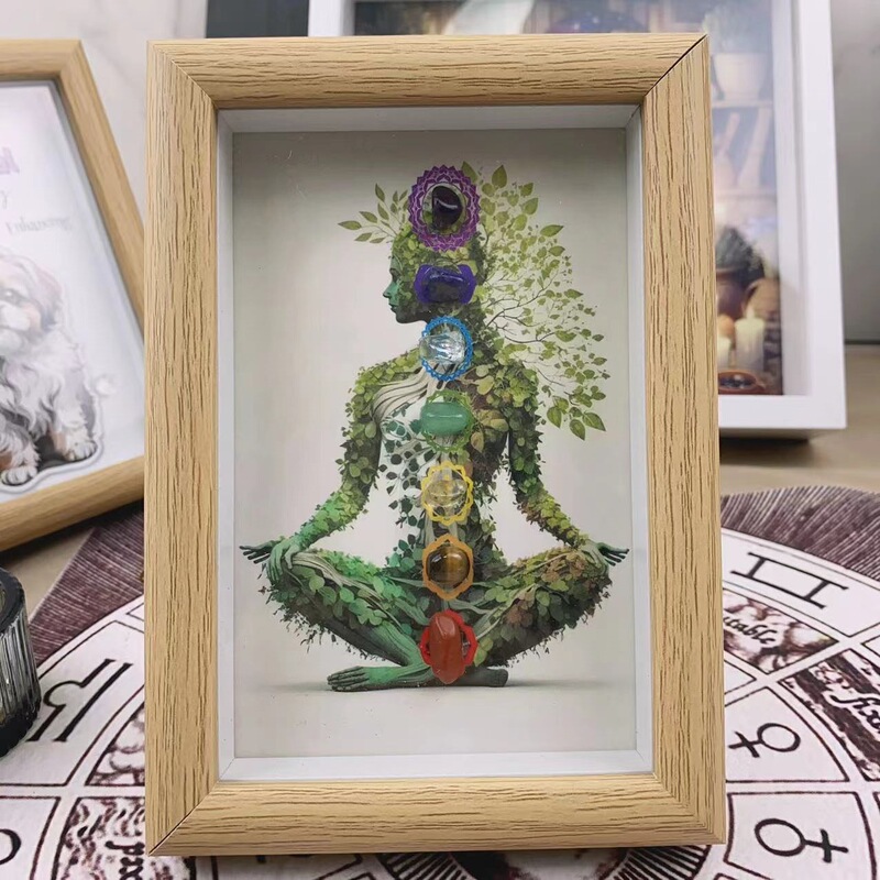 Cross-Border Supply of Natural Crystal Seven-Color Stone Raw Materials, Decorative Paintings, Yoga Stone, Photo Frames, Tabletop Displays, Simple Ins-Style Cross-Border Supply of Natural Crystal Seven-Color Stone Raw Materials, Decorative Paintings, Yoga Stone, Photo Frames, Tabletop Displays, Simple Ins-Style
