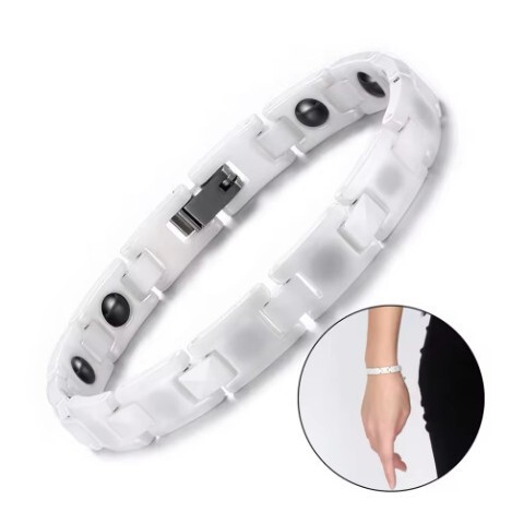 Cross-Border Fashion Jewelry White Casual Ceramic Bracelet Magnetic Black Gallstone Women's Bracelet Energy