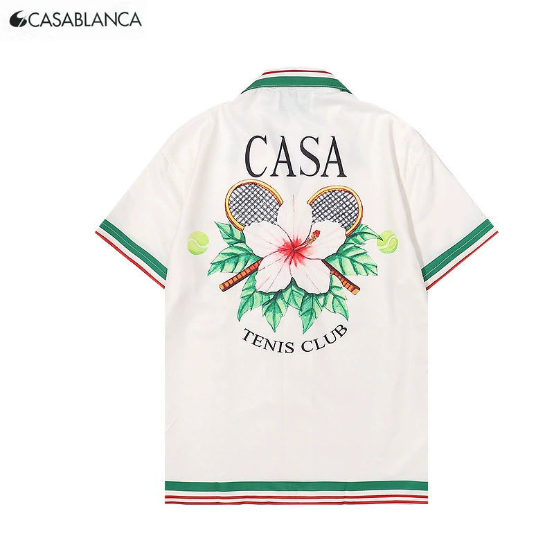 Касабланка рубашка летняя пляжная футболка модная CASA эффектная печатная рубашка мужская и женская рубашка